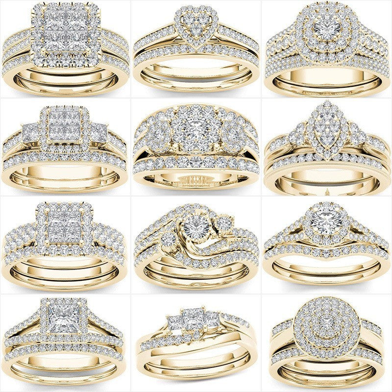 European And American Couple Ring Gold-plated Inlaid
