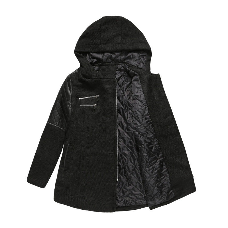 Women's Hooded Woolen Coat Warm Jacket