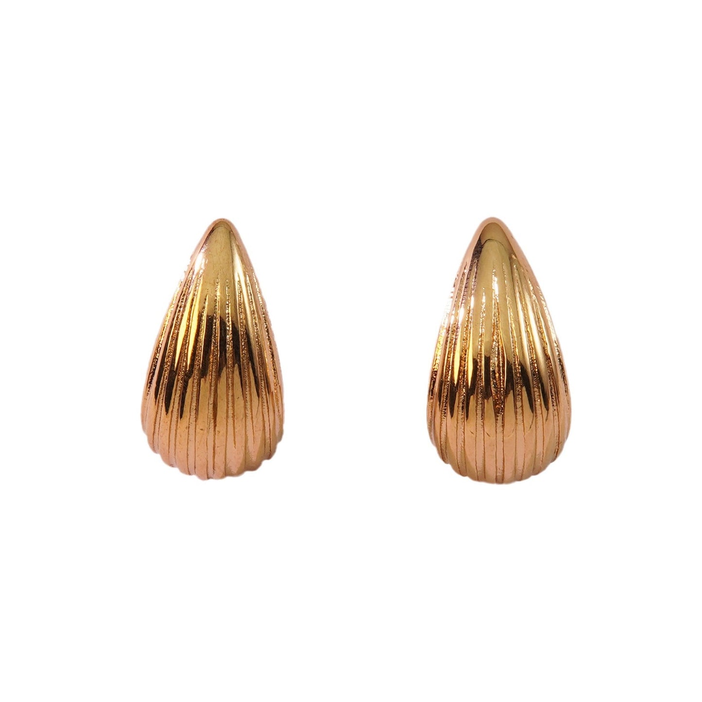Exaggerated Advanced 18K Gold Stripes Water Drop Ear Studs Personality