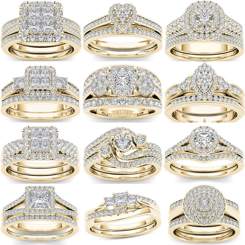 European And American Couple Ring Gold-plated Inlaid