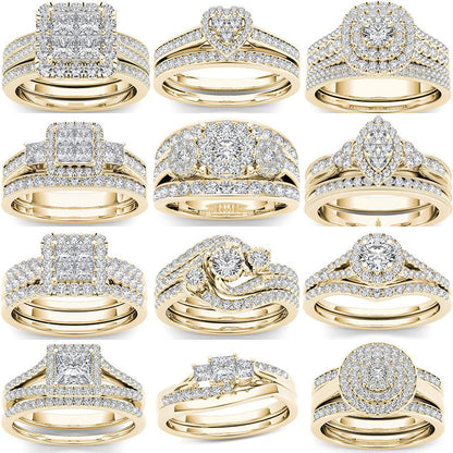 European And American Couple Ring Gold-plated Inlaid