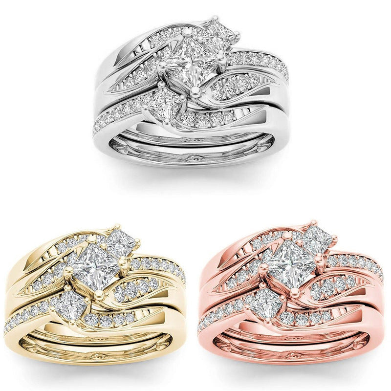 European And American Couple Ring Gold-plated Inlaid