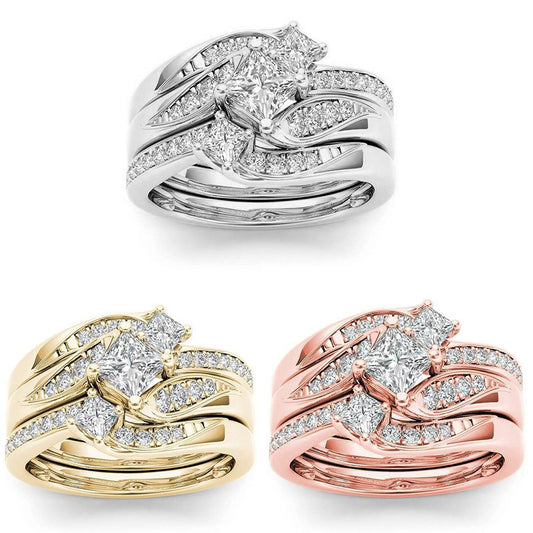 European And American Couple Ring Gold-plated Inlaid