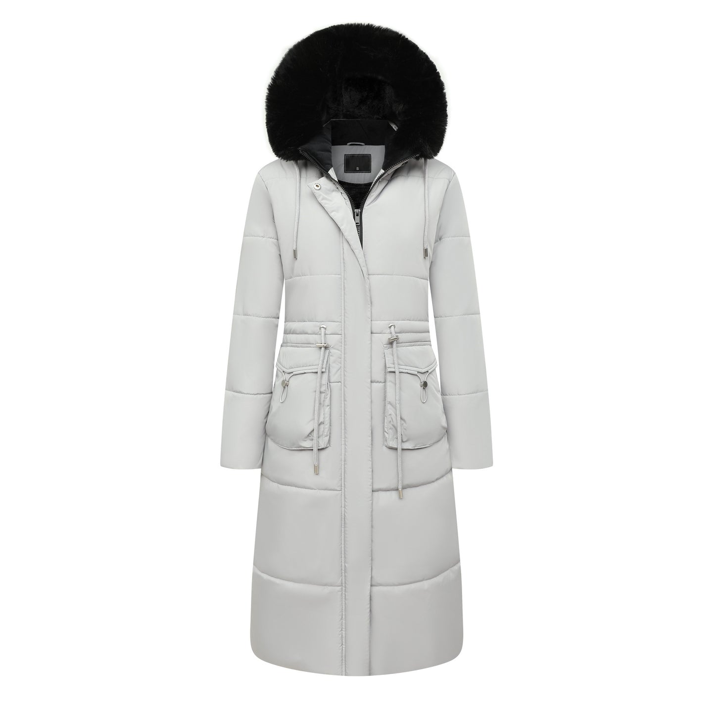 Women's Cotton Jacket Drawstring Cinched Hoodie Fleece-lined Warm