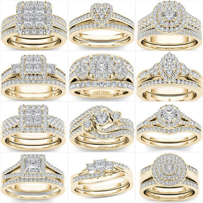 European And American Couple Ring Gold-plated Inlaid