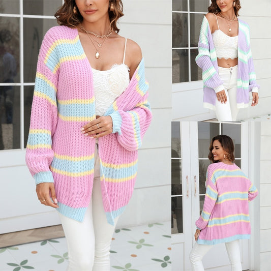Autumn Winter New Coat Plus Size Stitching Fashion Cardigan Sweater For Women