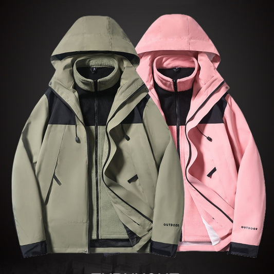 Three-in-one Outdoor Keep Warm Couple Color Matching Shell Jacket