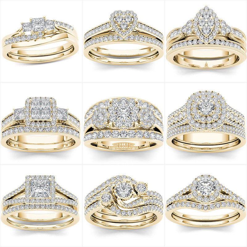European And American Couple Ring Gold-plated Inlaid