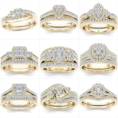 European And American Couple Ring Gold-plated Inlaid