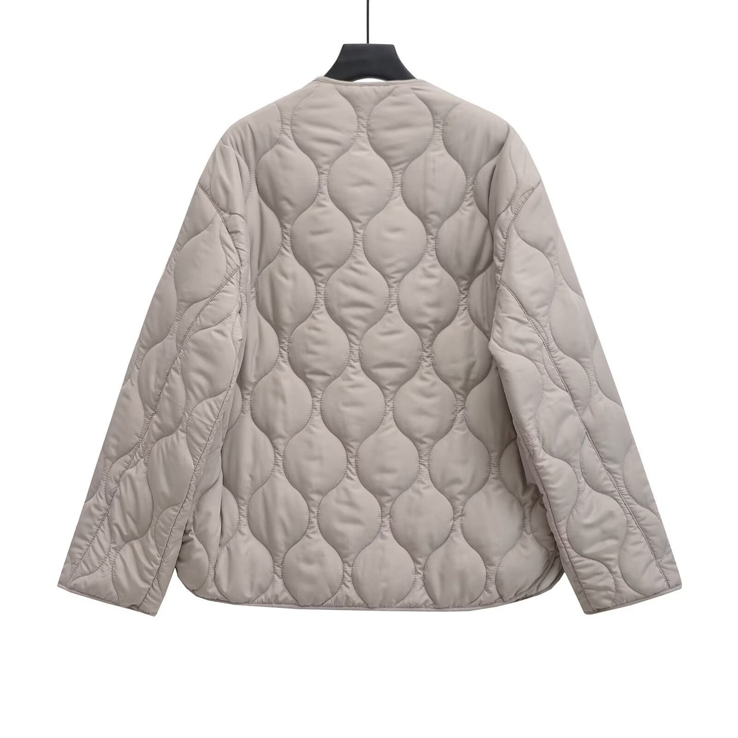 New All-match Rhombus Line Hemming Design Zipper Pocket Jacket