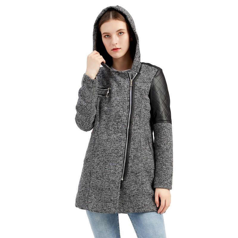 Women's Hooded Woolen Coat Warm Jacket