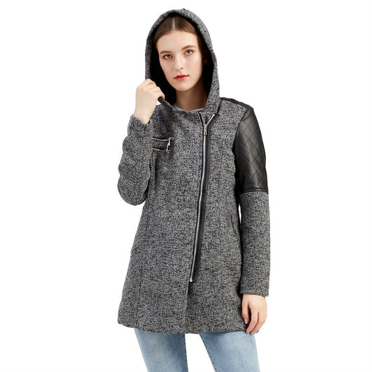 Women's Hooded Woolen Coat Warm Jacket