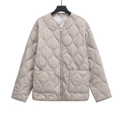New All-match Rhombus Line Hemming Design Zipper Pocket Jacket