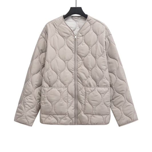 New All-match Rhombus Line Hemming Design Zipper Pocket Jacket