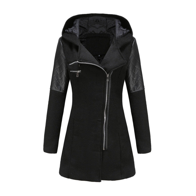 Women's Hooded Woolen Coat Warm Jacket
