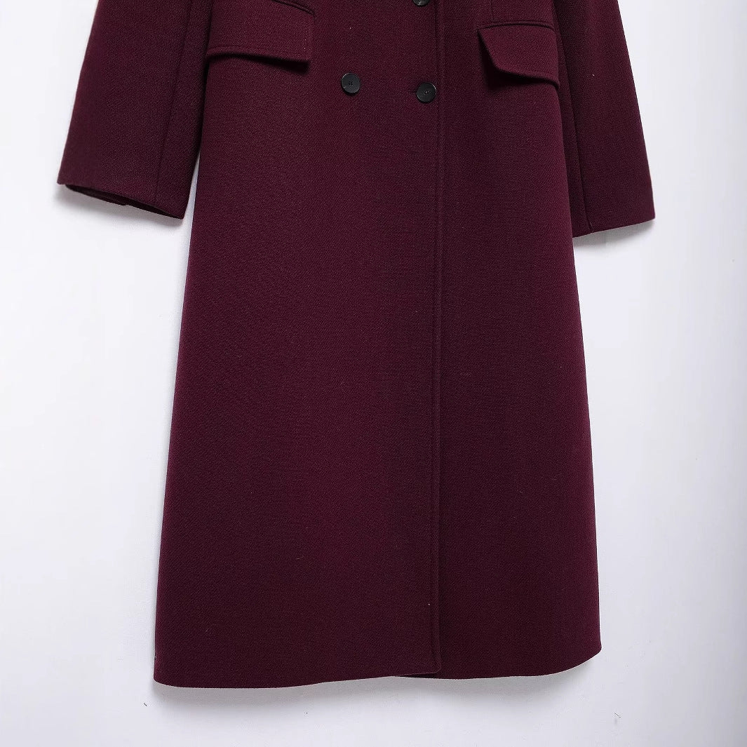 Double Row Ornament Long Overcoat Outerwear