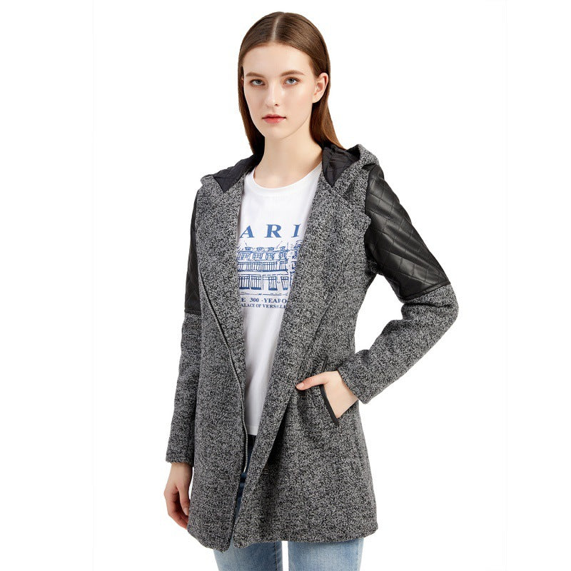 Women's Hooded Woolen Coat Warm Jacket