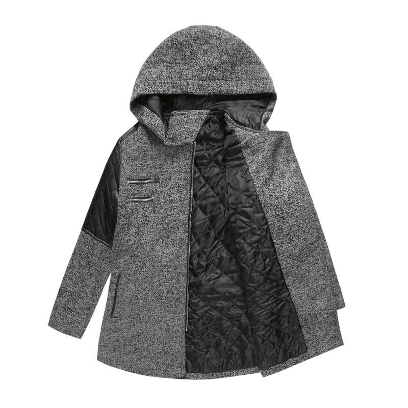 Women's Hooded Woolen Coat Warm Jacket