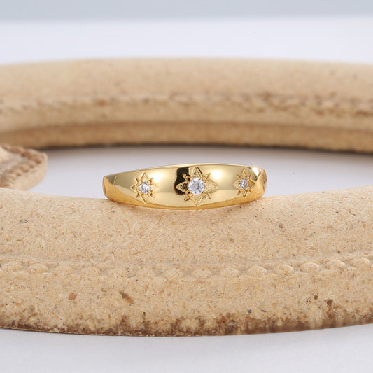 Six-pointed Star Zircon Ring Female